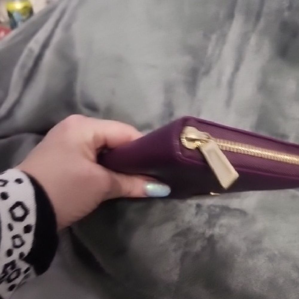 Furla Plum Textured Wallet - Picture 9 of 11